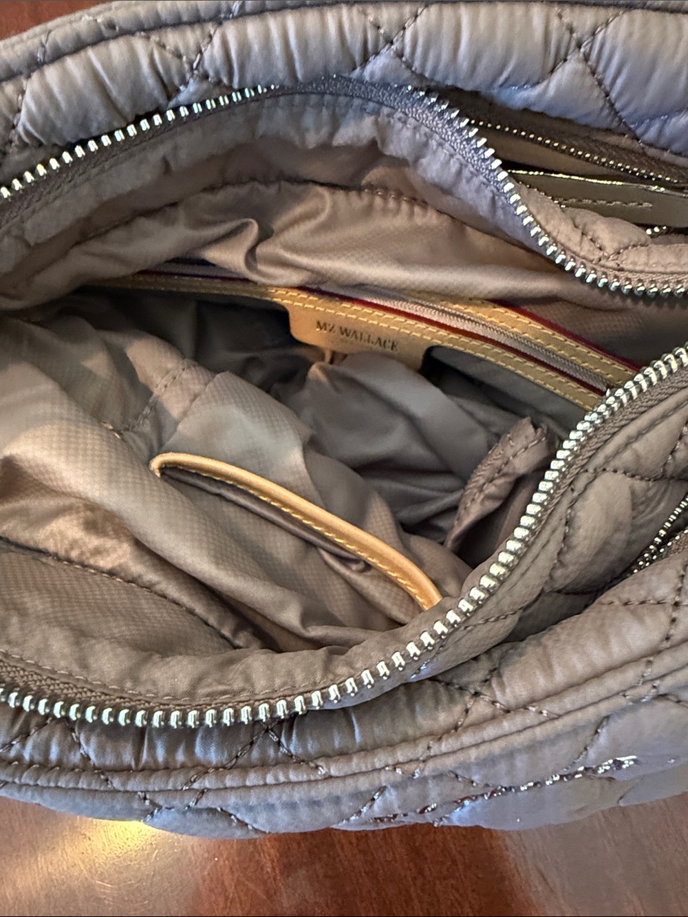 MZ Wallace Quilted Nylon Crossbody in Light Taupe - Picture 5 of 7